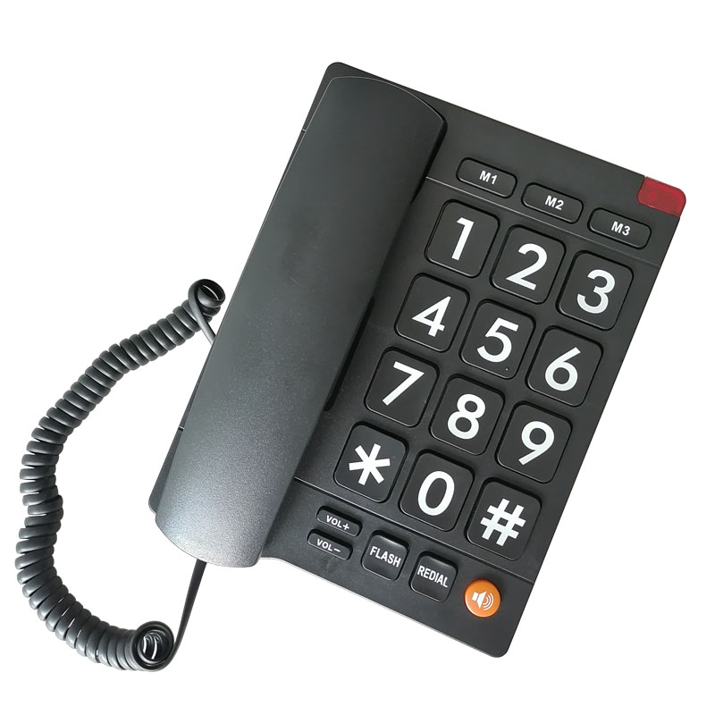 Teléfono F3MA con cable, teléfono fijo, teléfono con cable, botones  grandes, teléfonos fijos con identificación de llamadas para - AliExpress